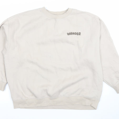 Primark Cares Women Beige Graphic Pullover Sweatshirt Size M