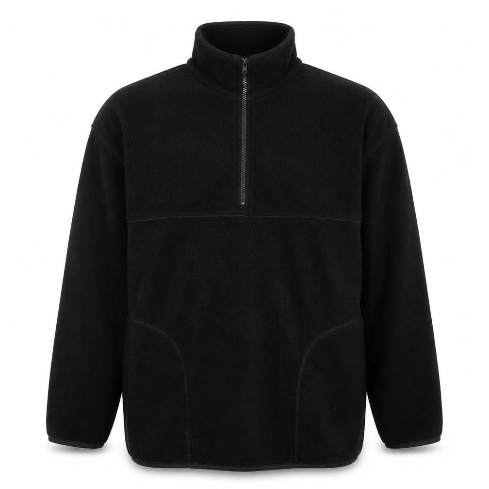 Front view of George Men Black Fleece 1/4 Zip Jacket Medium Regular Fit