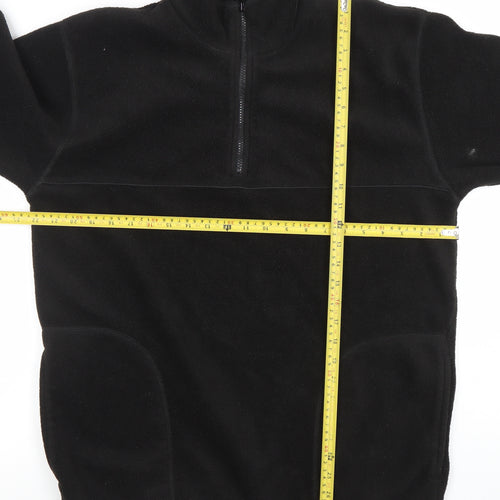 George Men Black Fleece 1/4 Zip Jacket Medium Regular Fit