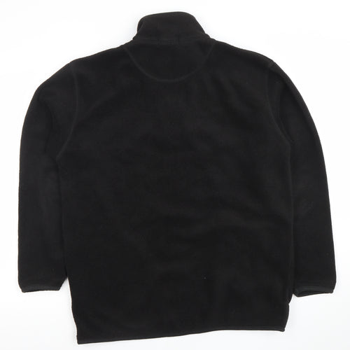 George Men Black Fleece 1/4 Zip Jacket Medium Regular Fit