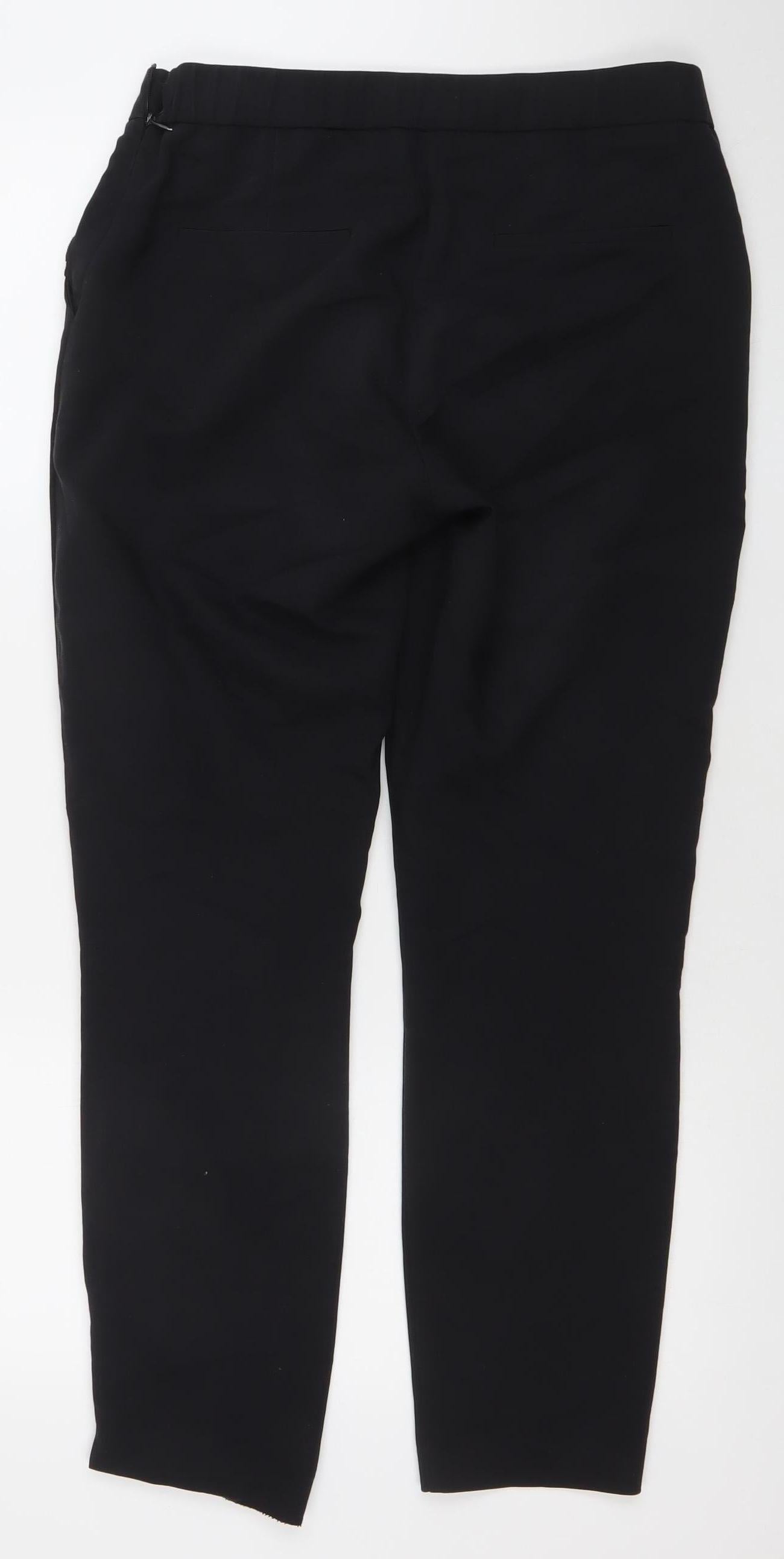 Gallery Women's Black UK 10 Tapered Cotton Blend Trousers