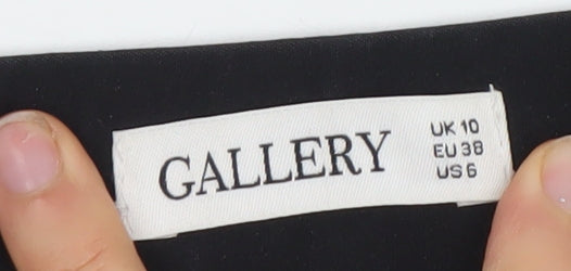 Gallery Women's Black UK 10 Tapered Cotton Blend Trousers