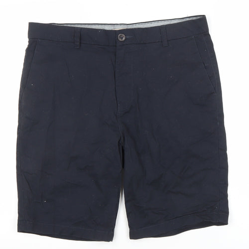 Next Men's Blue Chino Shorts Size 34 Regular Fit Cotton Blend