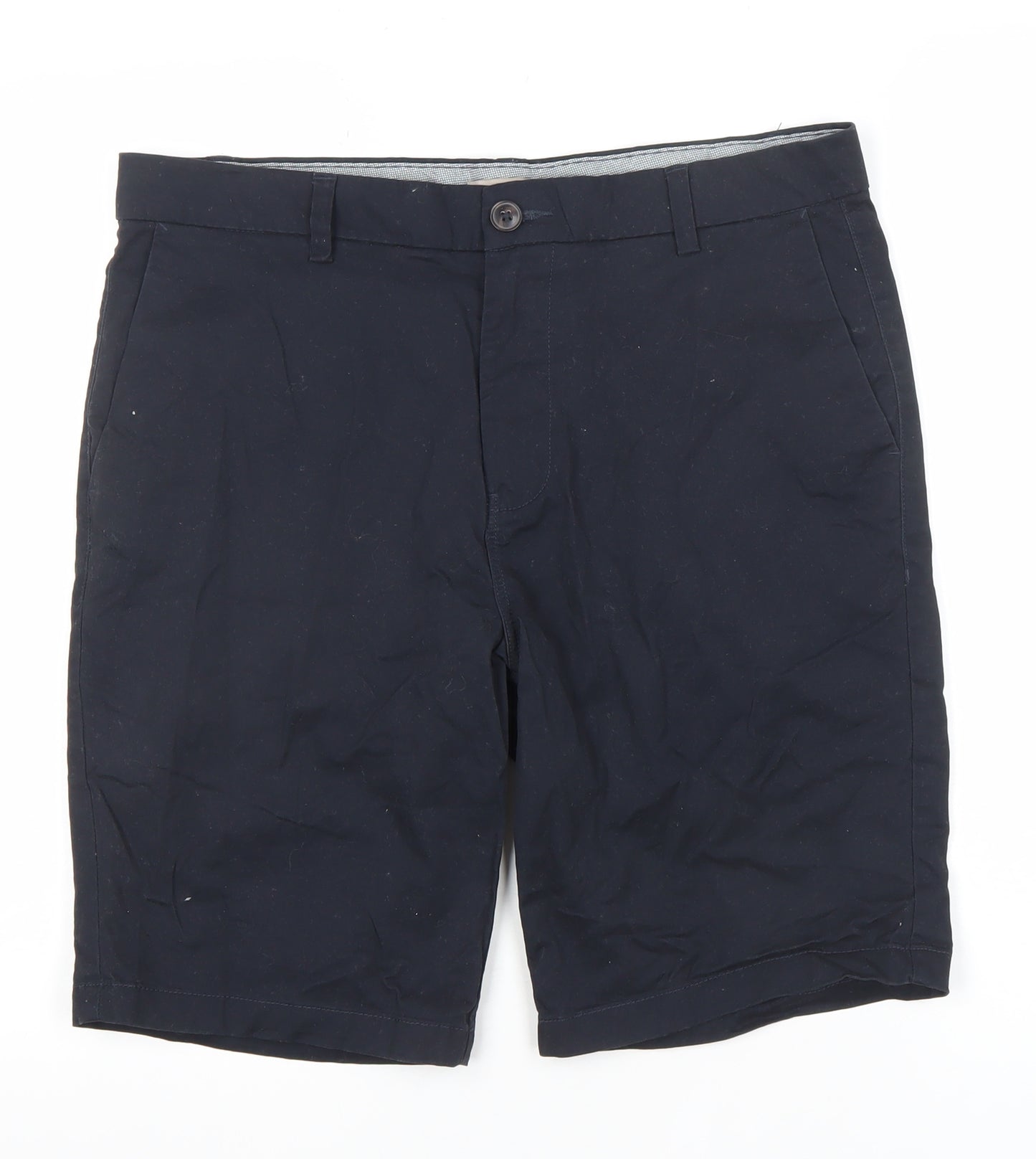 Next Men's Blue Chino Shorts Size 34 Regular Fit Cotton Blend