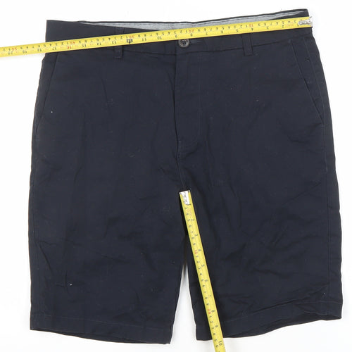 Next Men's Blue Chino Shorts Size 34 Regular Fit Cotton Blend