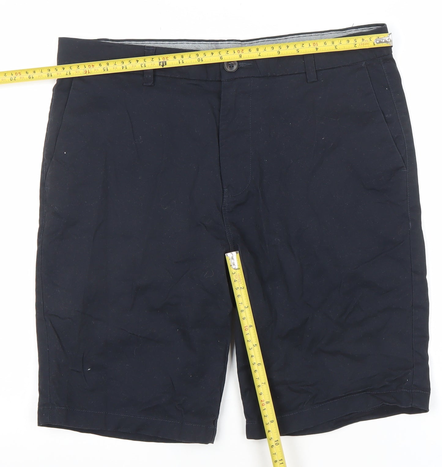 Next Men's Blue Chino Shorts Size 34 Regular Fit Cotton Blend