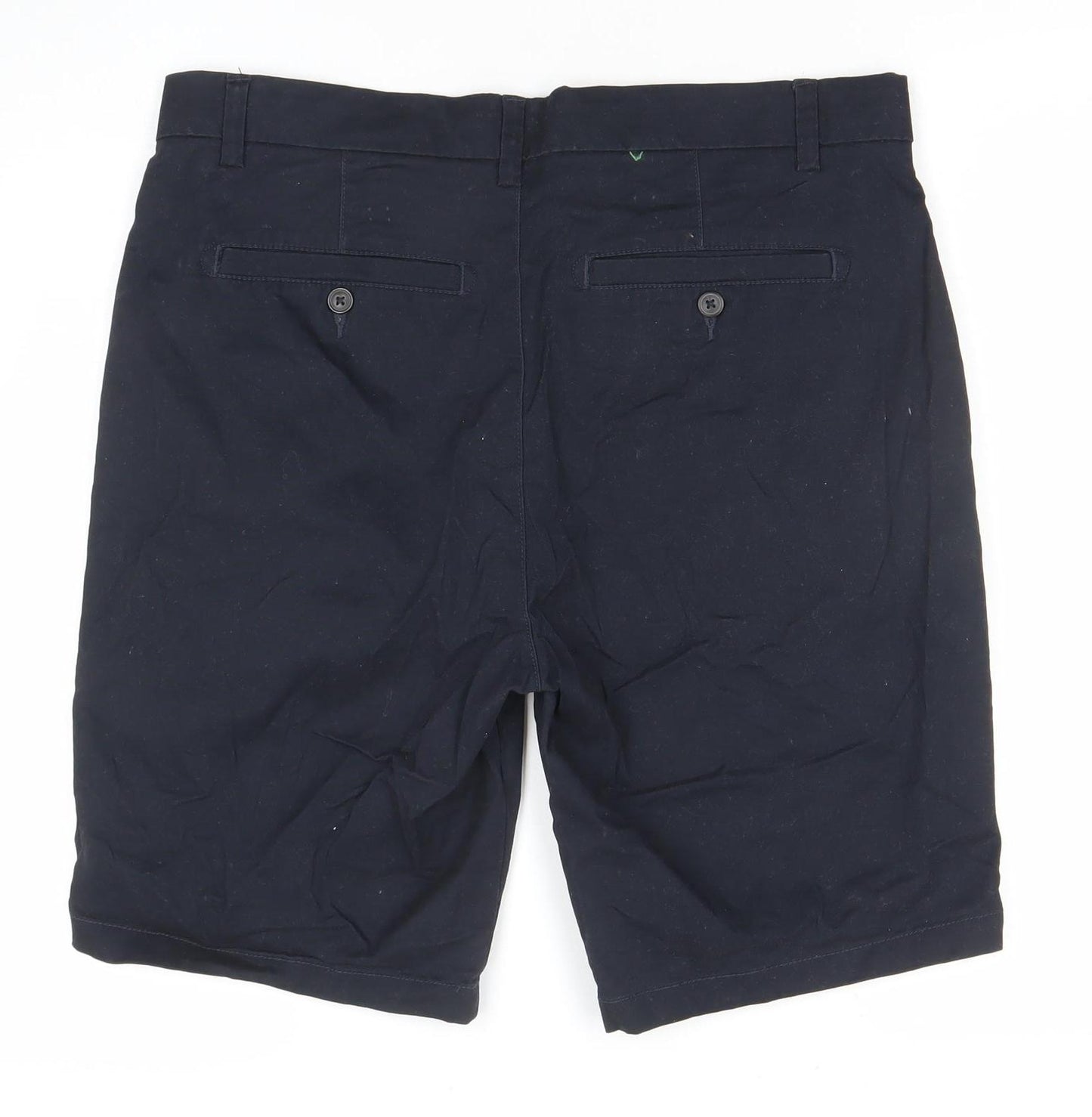 Next Men's Blue Chino Shorts Size 34 Regular Fit Cotton Blend