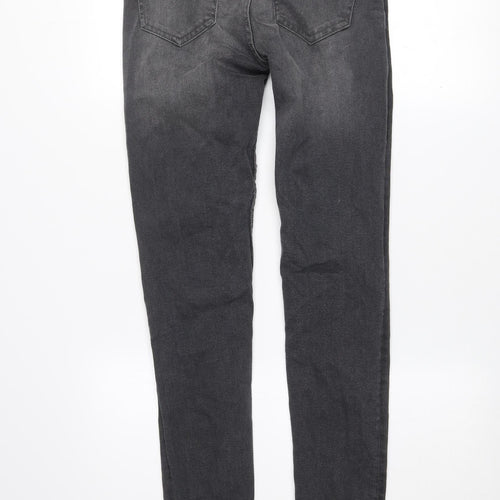 boohooMAN Men’s Grey Distressed Skinny Jeans 30R Slim Fit Denim