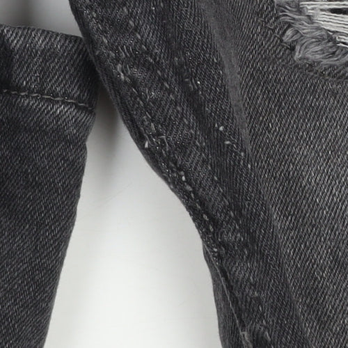 boohooMAN Men’s Grey Distressed Skinny Jeans 30R Slim Fit Denim
