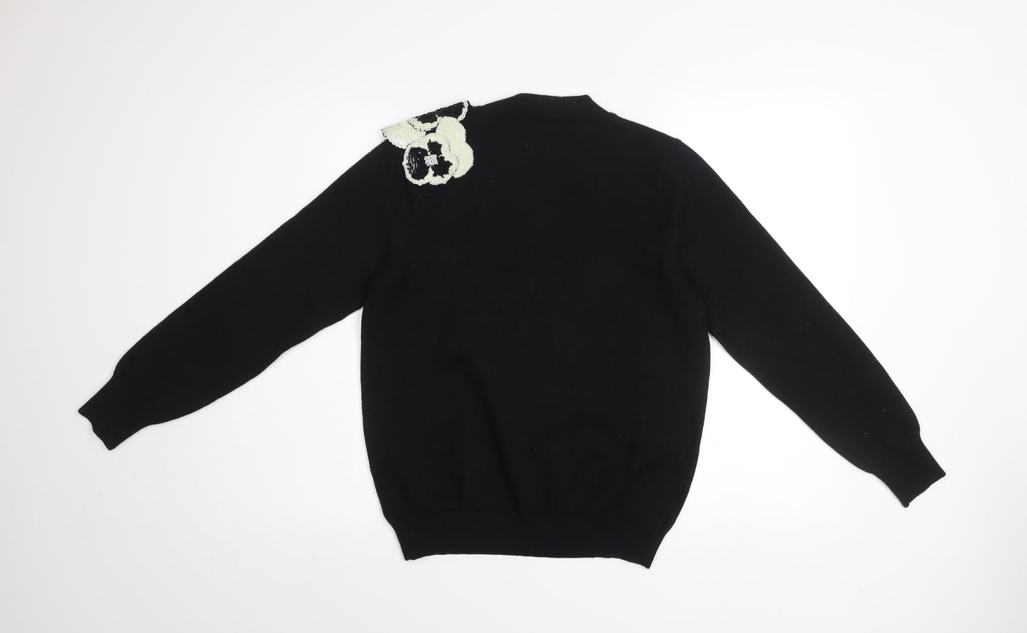 Savida Womens Black Sequin Shoulder Pullover Jumper Size L