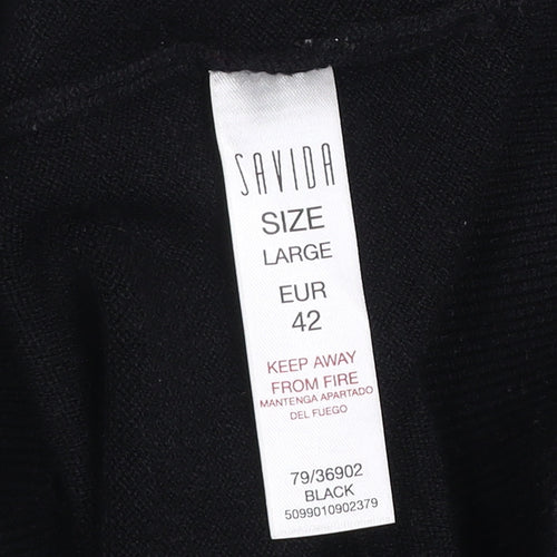 Savida Womens Black Sequin Shoulder Pullover Jumper Size L