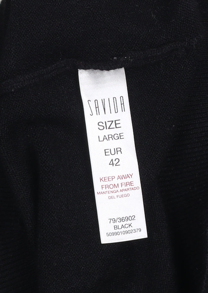 Savida Womens Black Sequin Shoulder Pullover Jumper Size L