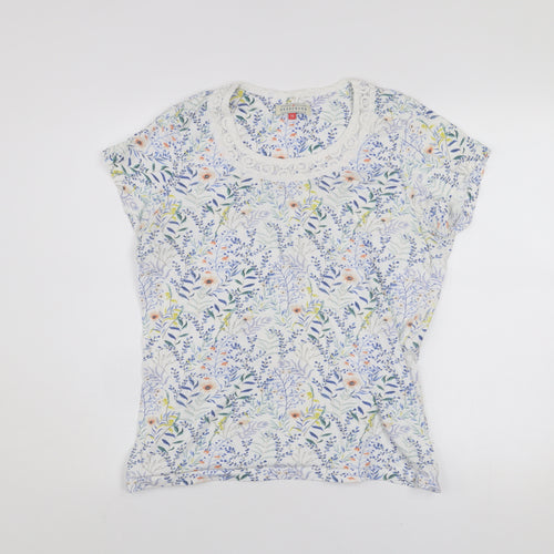 Brakeburn Womens Multicoloured Floral Lace Trim T-Shirt Size 14