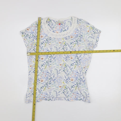 Brakeburn Womens Multicoloured Floral Lace Trim T-Shirt Size 14