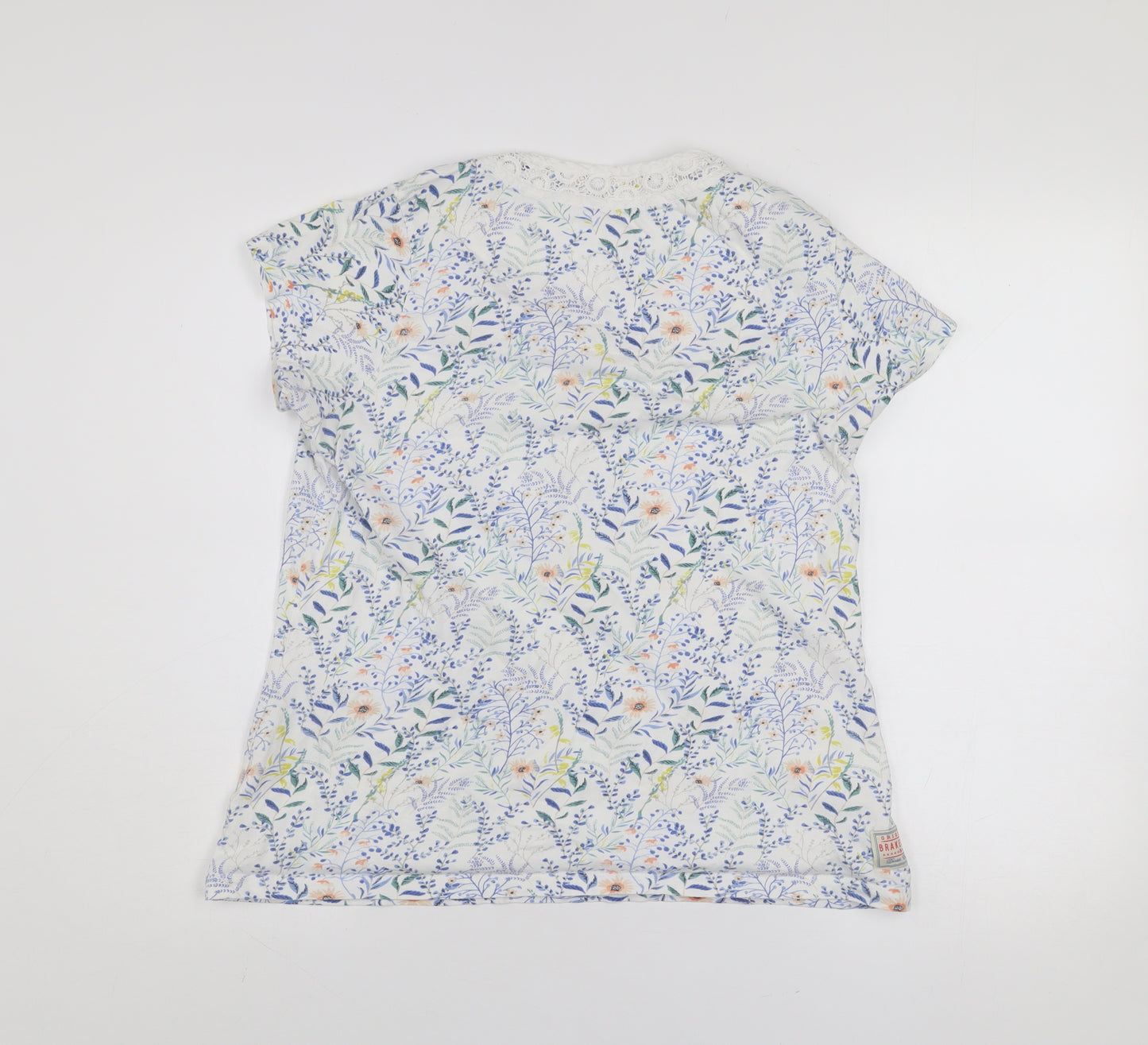 Brakeburn Womens Multicoloured Floral Lace Trim T-Shirt Size 14