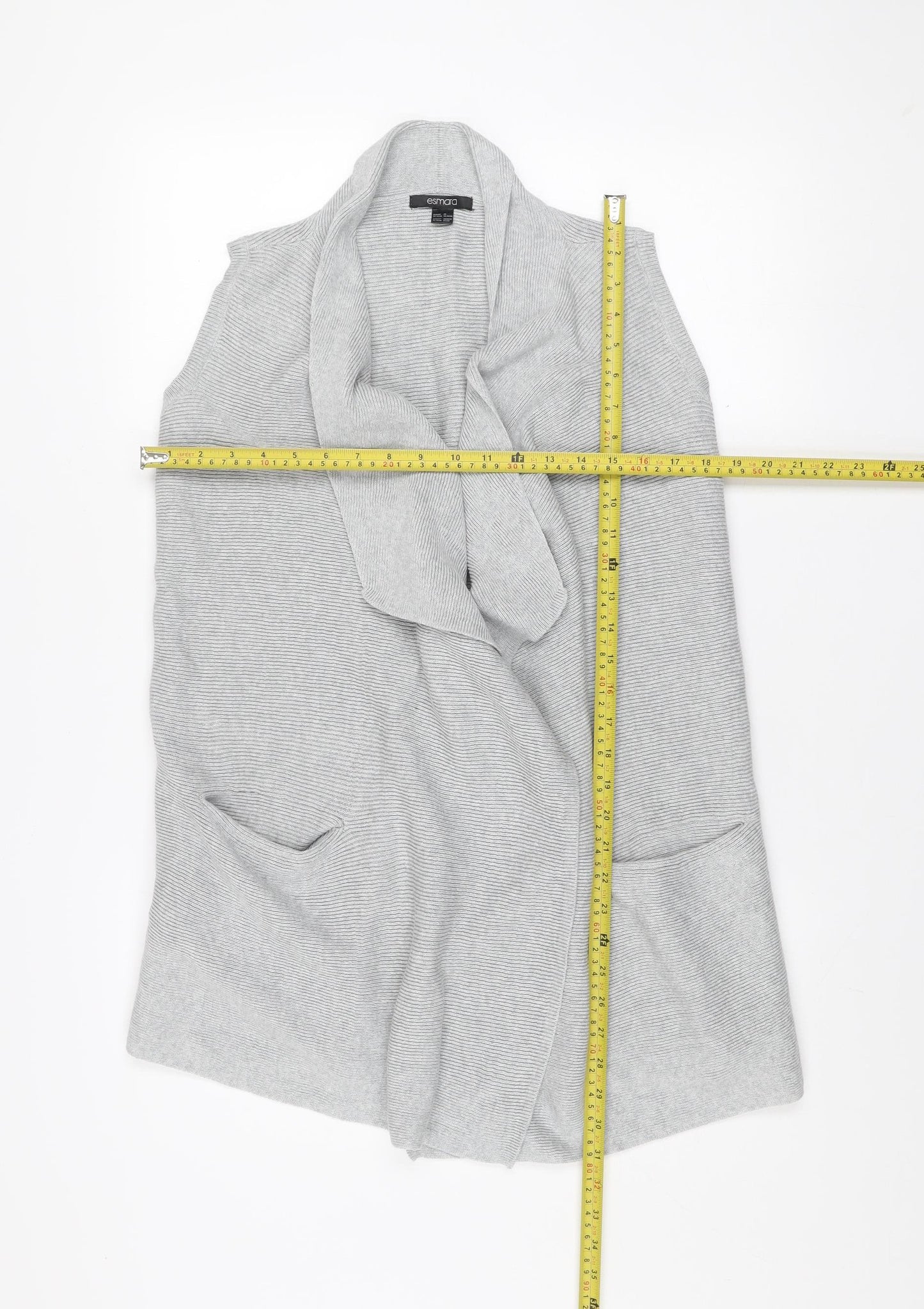 Esmara Women’s Grey Sleeveless Knit Cardigan XS Lightweight Open Front