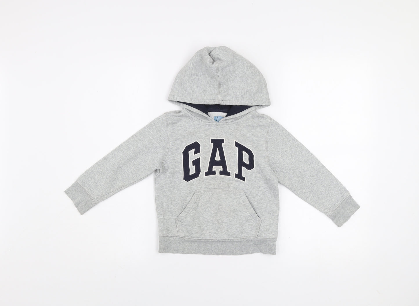 GAP Boys Grey Pullover Hoodie 4 Years Cotton Blend Logo Sweatshirt