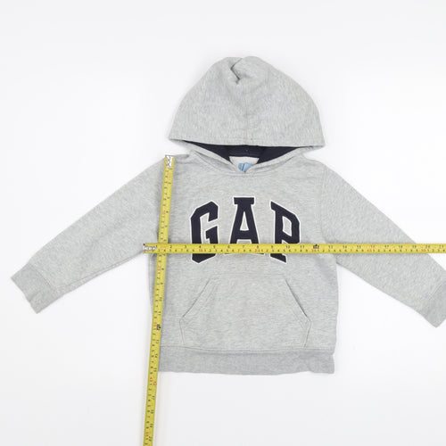 GAP Boys Grey Pullover Hoodie 4 Years Cotton Blend Logo Sweatshirt