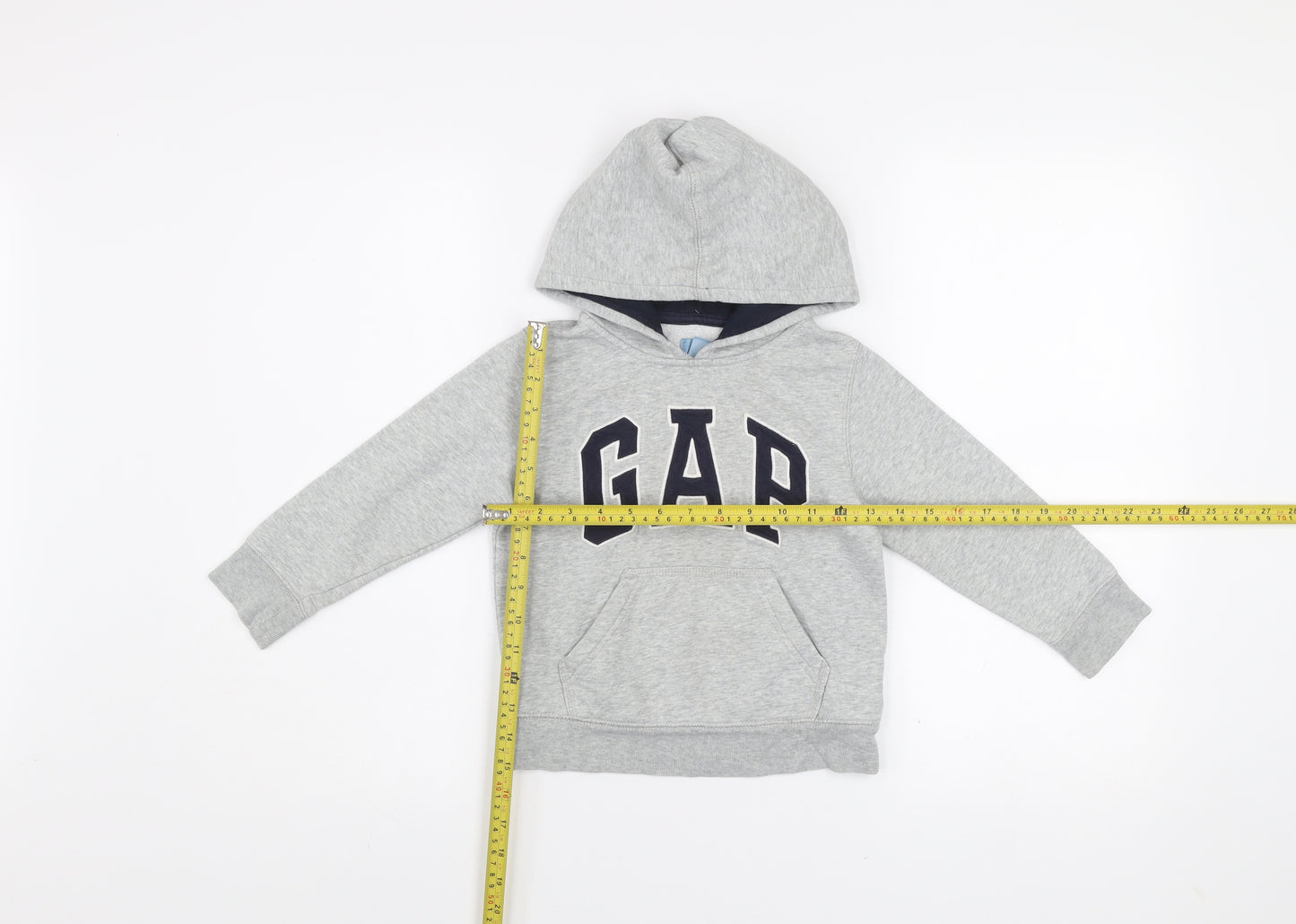 GAP Boys Grey Pullover Hoodie 4 Years Cotton Blend Logo Sweatshirt