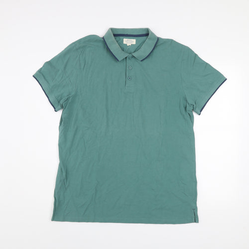Mountain Warehouse Men’s Green Cotton Polo Shirt XL Regular Fit