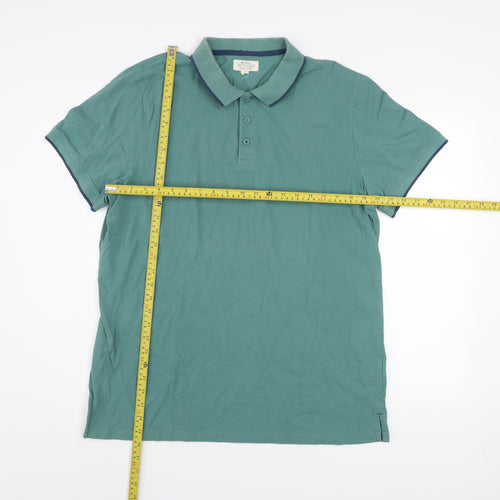 Mountain Warehouse Men’s Green Cotton Polo Shirt XL Regular Fit