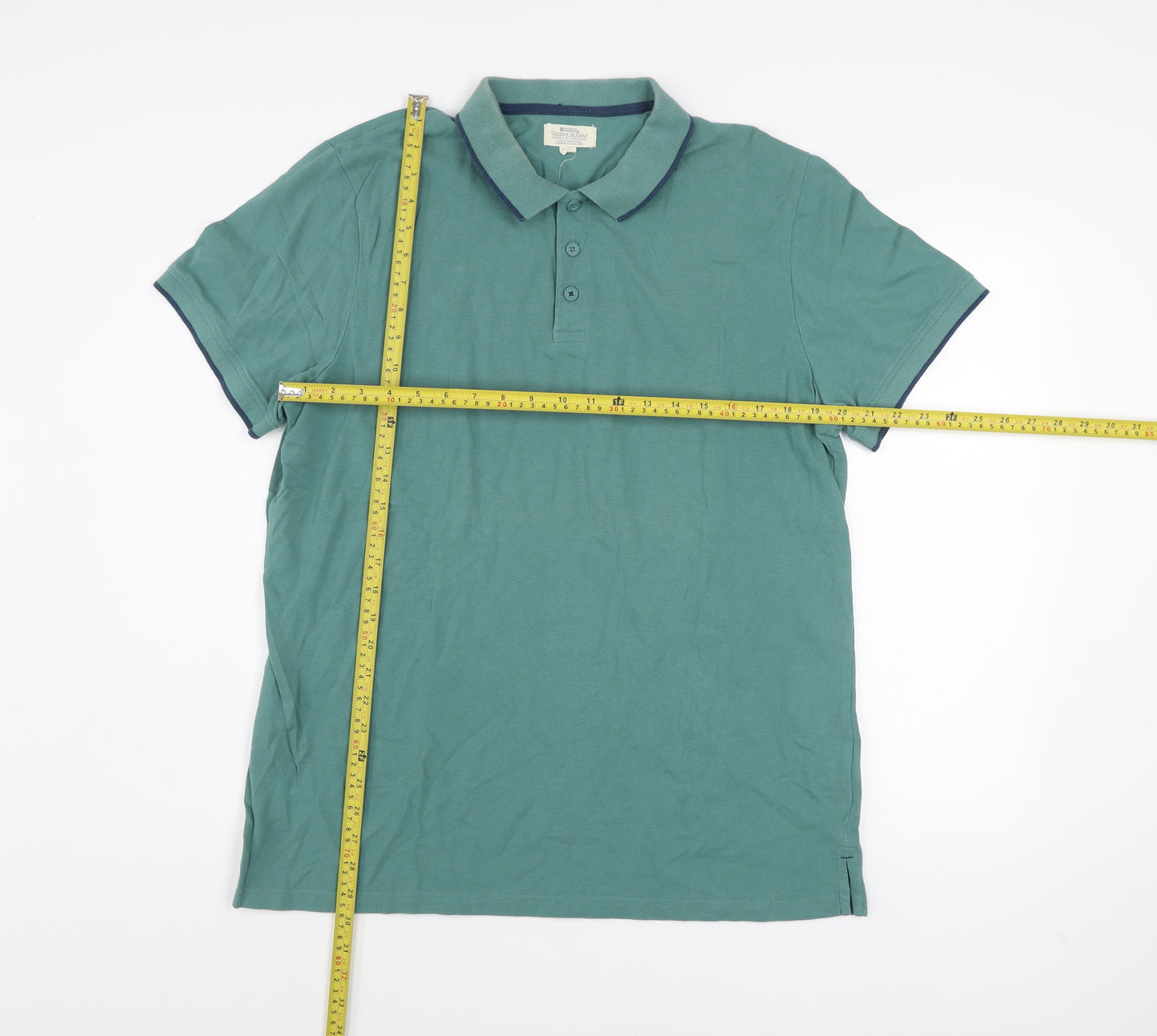 Mountain Warehouse Men’s Green Cotton Polo Shirt XL Regular Fit