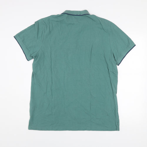 Mountain Warehouse Men’s Green Cotton Polo Shirt XL Regular Fit