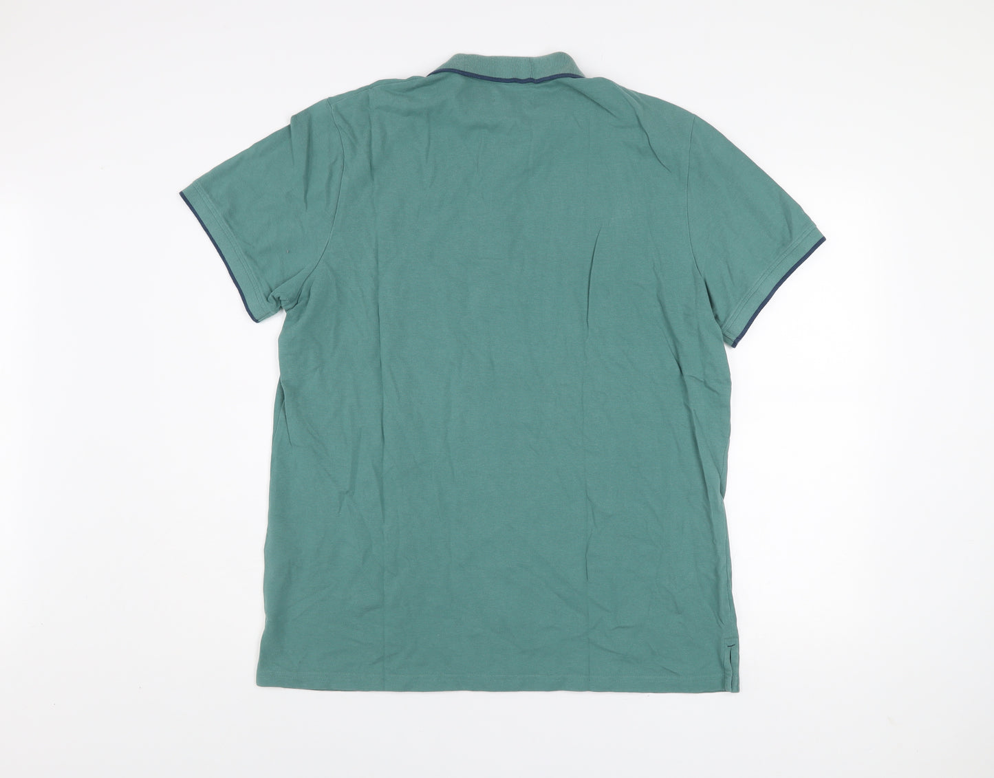 Mountain Warehouse Men’s Green Cotton Polo Shirt XL Regular Fit
