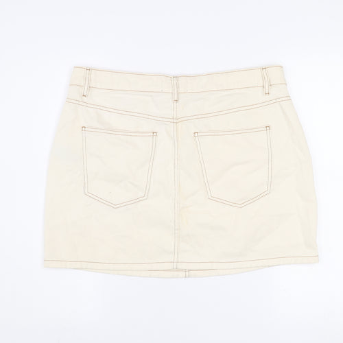 ASOS Women Beige Cotton Short Denim Skirt Size 16 Casual