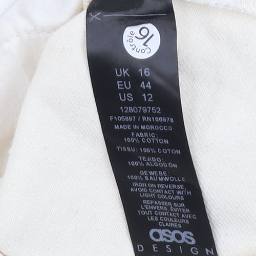 ASOS Women Beige Cotton Short Denim Skirt Size 16 Casual