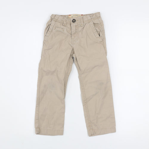 Zara Boys Beige Chino Trousers 3-4 Years Adjustable Waist Cotton