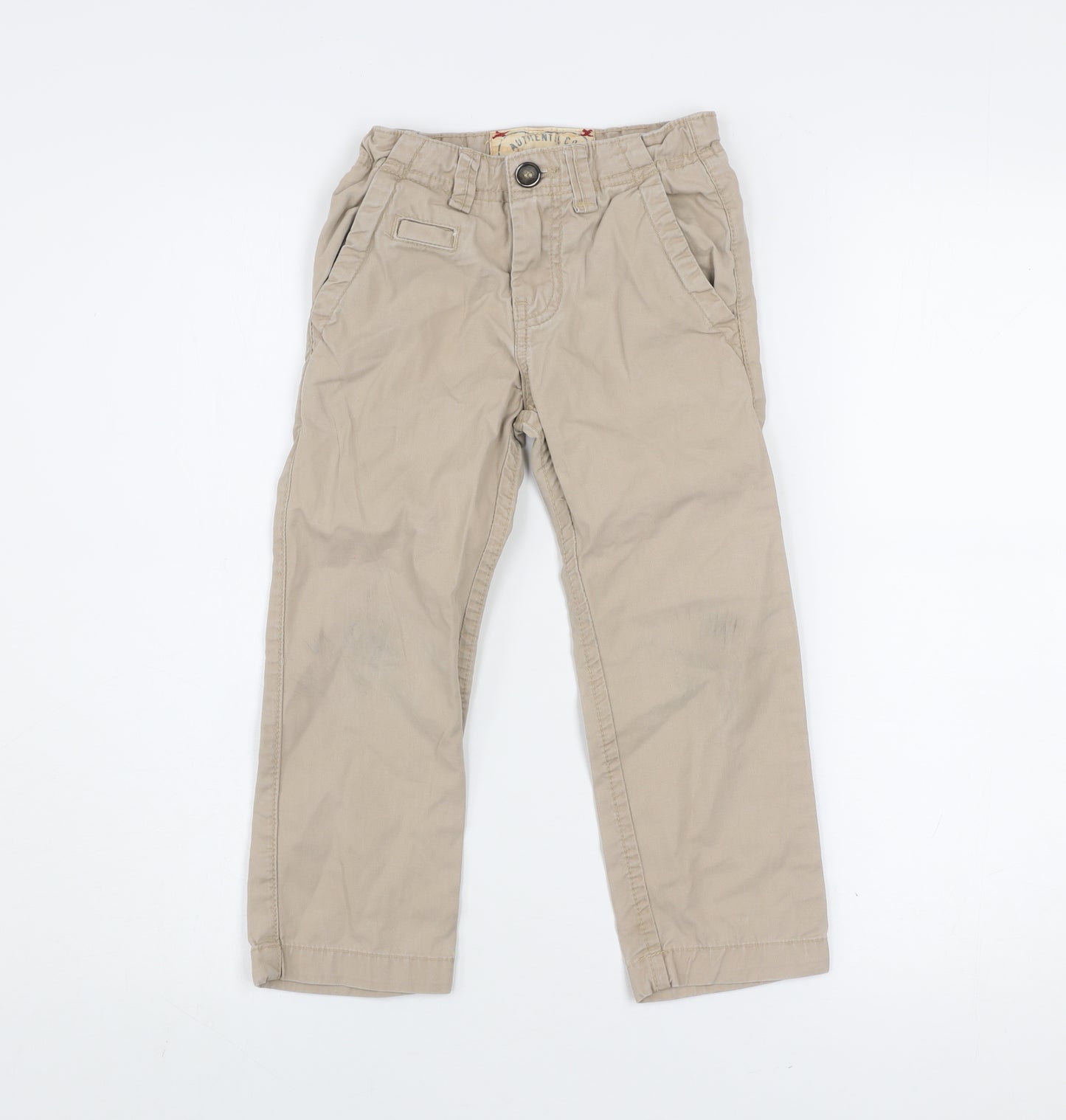 Zara Boys Beige Chino Trousers 3-4 Years Adjustable Waist Cotton