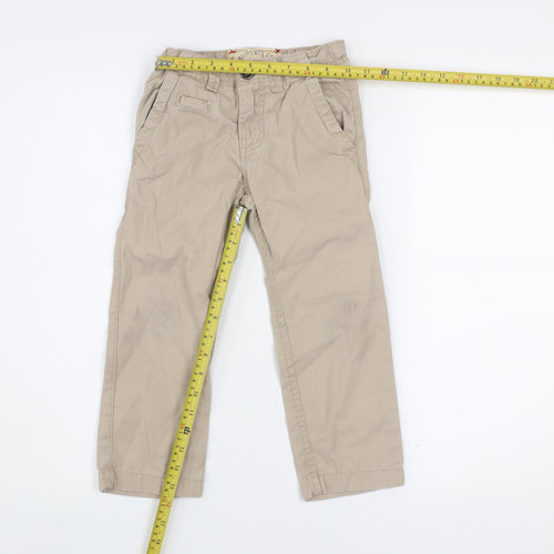 Zara Boys Beige Chino Trousers 3-4 Years Adjustable Waist Cotton
