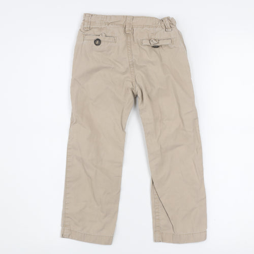 Zara Boys Beige Chino Trousers 3-4 Years Adjustable Waist Cotton