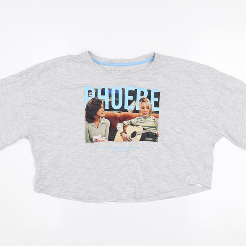 Friends Women's Grey Cropped T-Shirt XS Relaxed Fit Phoebe Design