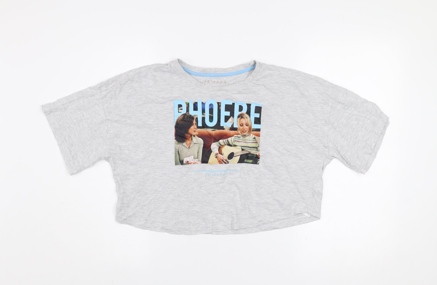 Friends Women's Grey Cropped T-Shirt XS Relaxed Fit Phoebe Design