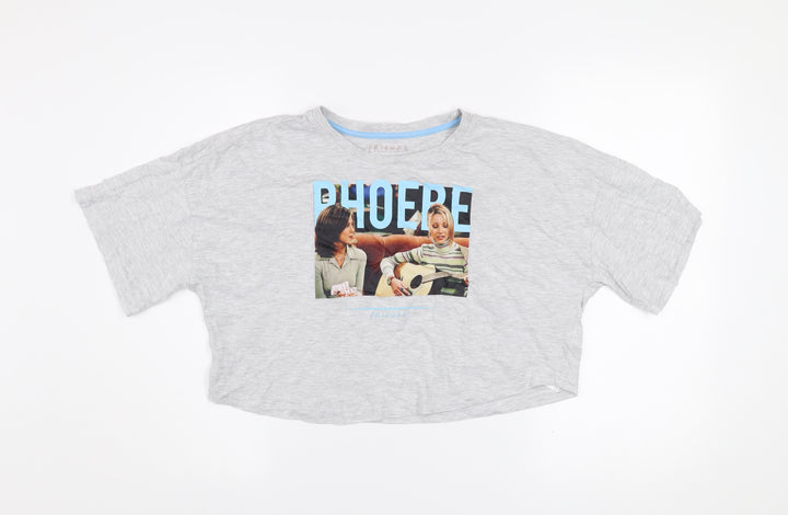 Friends Women's Grey Cropped T-Shirt XS Relaxed Fit Phoebe Design