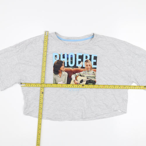 Friends Women's Grey Cropped T-Shirt XS Relaxed Fit Phoebe Design