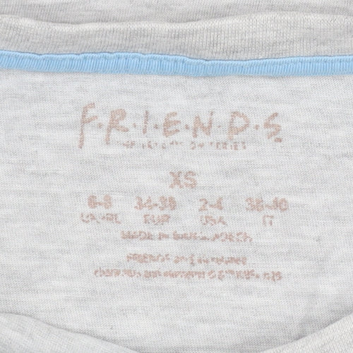 Friends Women's Grey Cropped T-Shirt XS Relaxed Fit Phoebe Design