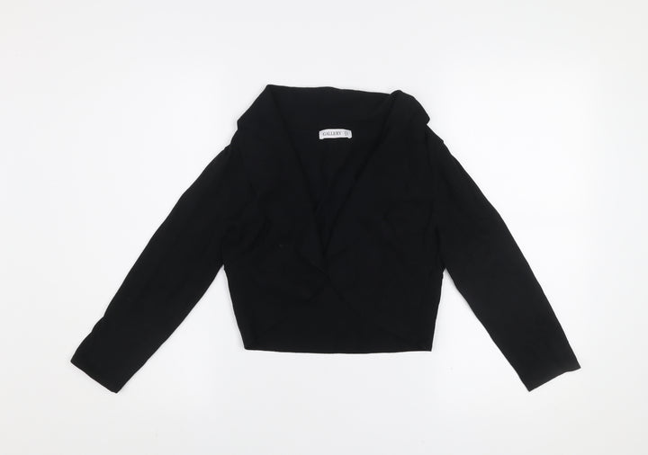 Gallery Women's Black V-Neck Open Knit Cardigan Size S