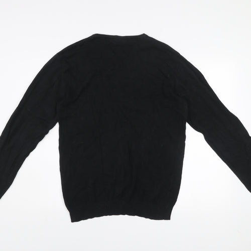 Mish Mash Men's Black Cotton Crew Neck Jumper Size L