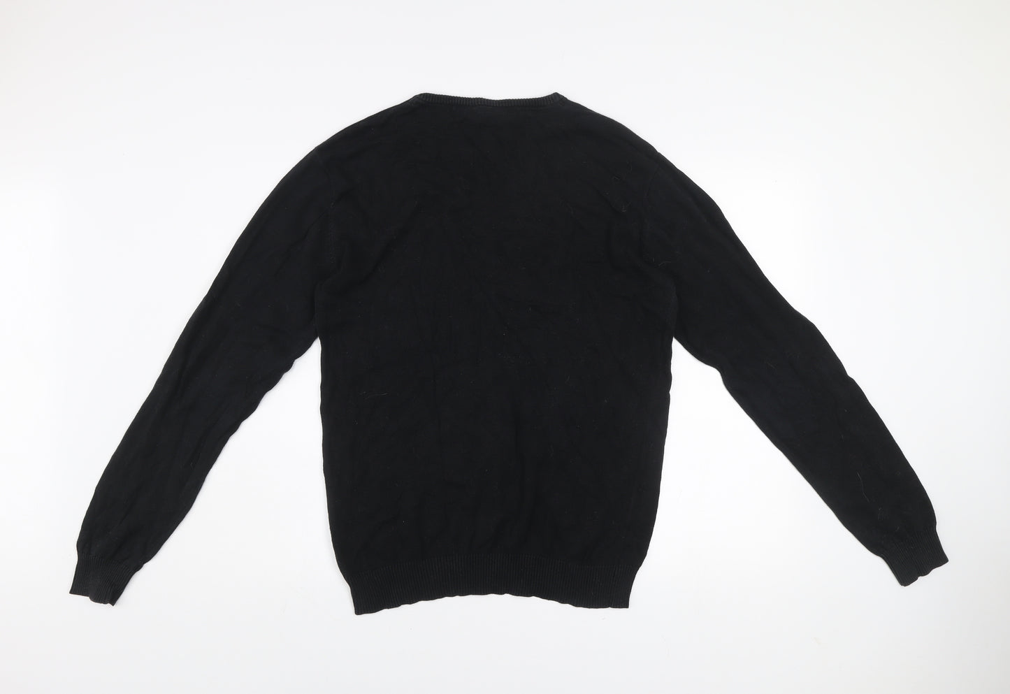 Mish Mash Men's Black Cotton Crew Neck Jumper Size L