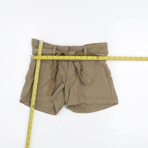 ONLY Womens Beige Paperbag Shorts Size 6 100% Cotton Belted Casual