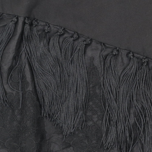 Women's Black Lace Fringe Blazer Coat UK 8 Long Formal Jacket