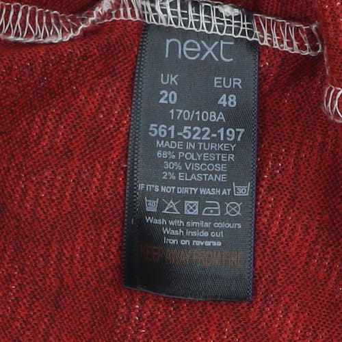 Next Women Red Geometric Shift Dress Size 20 Short Sleeve Knee Length