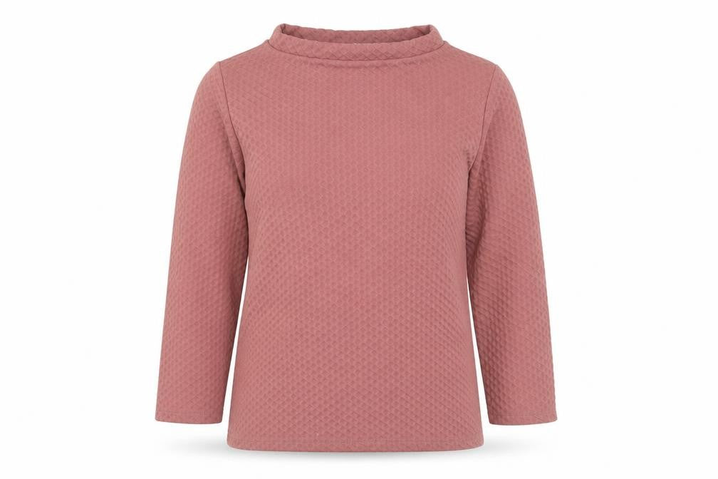 Front view of Gallery women’s pink textured pullover sweatshirt uk 12 medium