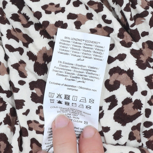 Pieces Womens Brown Leopard Animal Print Wrap Midi Skirt Size M