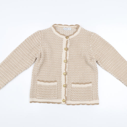 Gallery Women Beige Knit Button Jacket XS Acrylic Classic Style