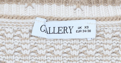 Gallery Women Beige Knit Button Jacket XS Acrylic Classic Style
