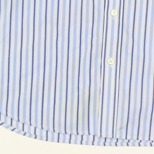 Simon Carter Men's Blue Striped Cotton Long Sleeve Dress Shirt 16 41cm